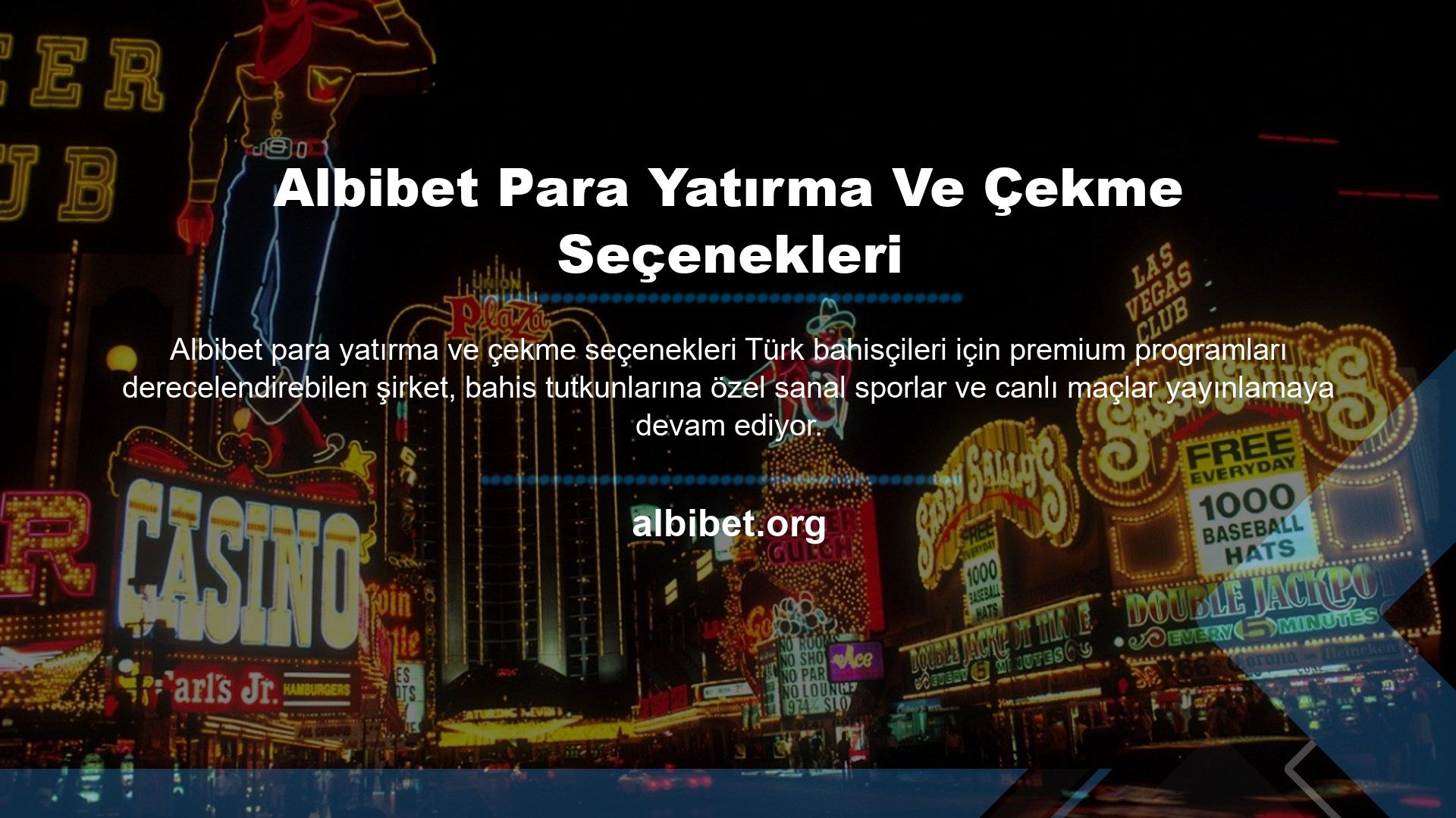 Yönetim ekibi, kullanıcılarının 7/24 erişilebilir olan mevcut Albibet alan adını kullanarak bahis oynamaya devam etmeleri için yeni para yatırma ve çekme seçenekleri sunar